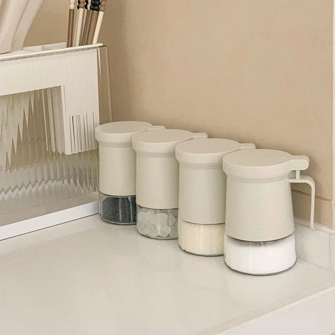 家用厨房密封防潮调料罐调味盒带盖把手盐罐玻璃调料瓶储物盒套装