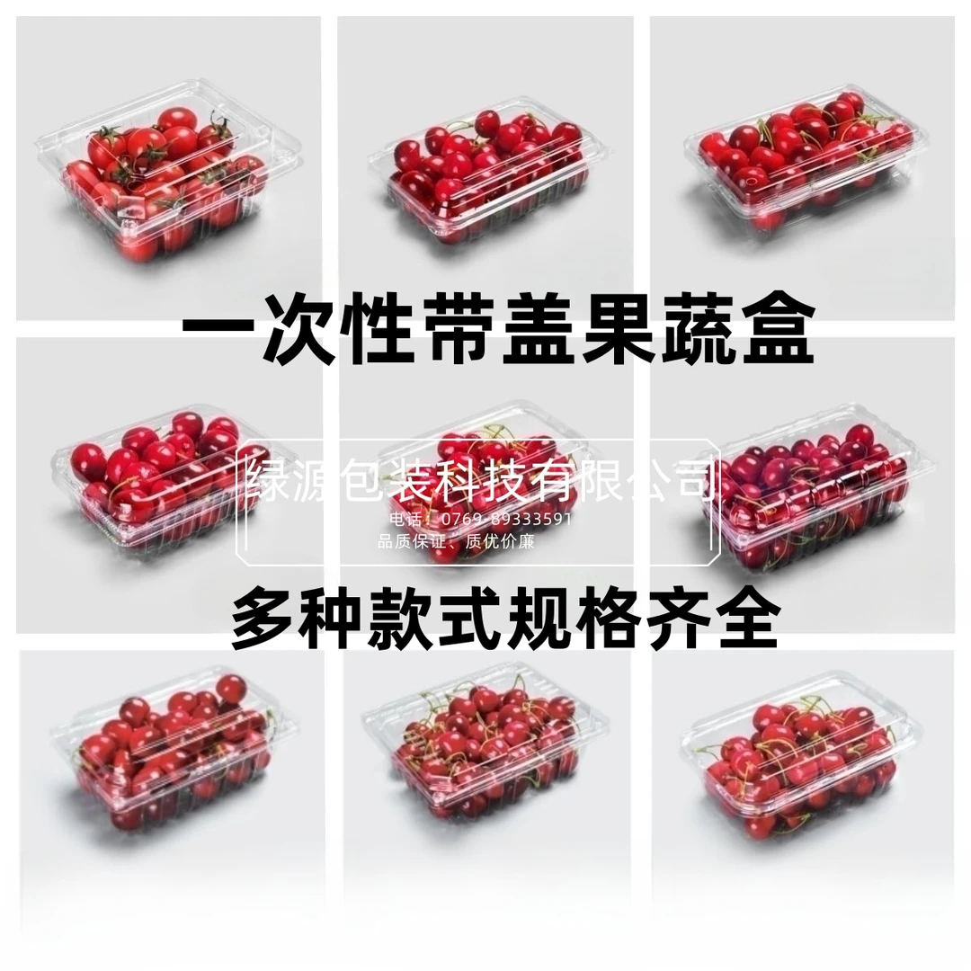 一次性果蔬带盖盒 可装多种水果、透气保鲜、防漏无毒实惠好用材质