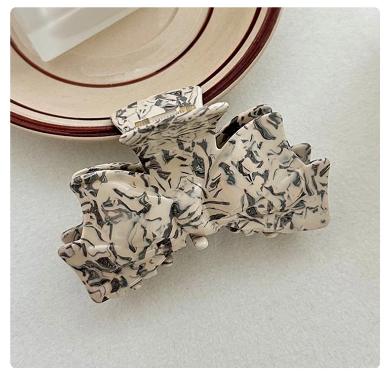 韩版高级感蝴蝶结醋酸抓夹小众复古气质优雅百搭后脑勺鲨鱼抓夹