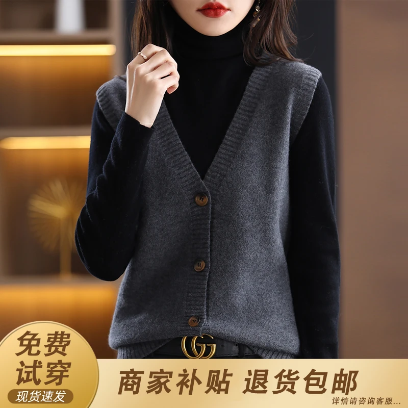 针织毛衣背心女马甲开衫2025春秋新款v领外搭上衣秋季外穿小马夹