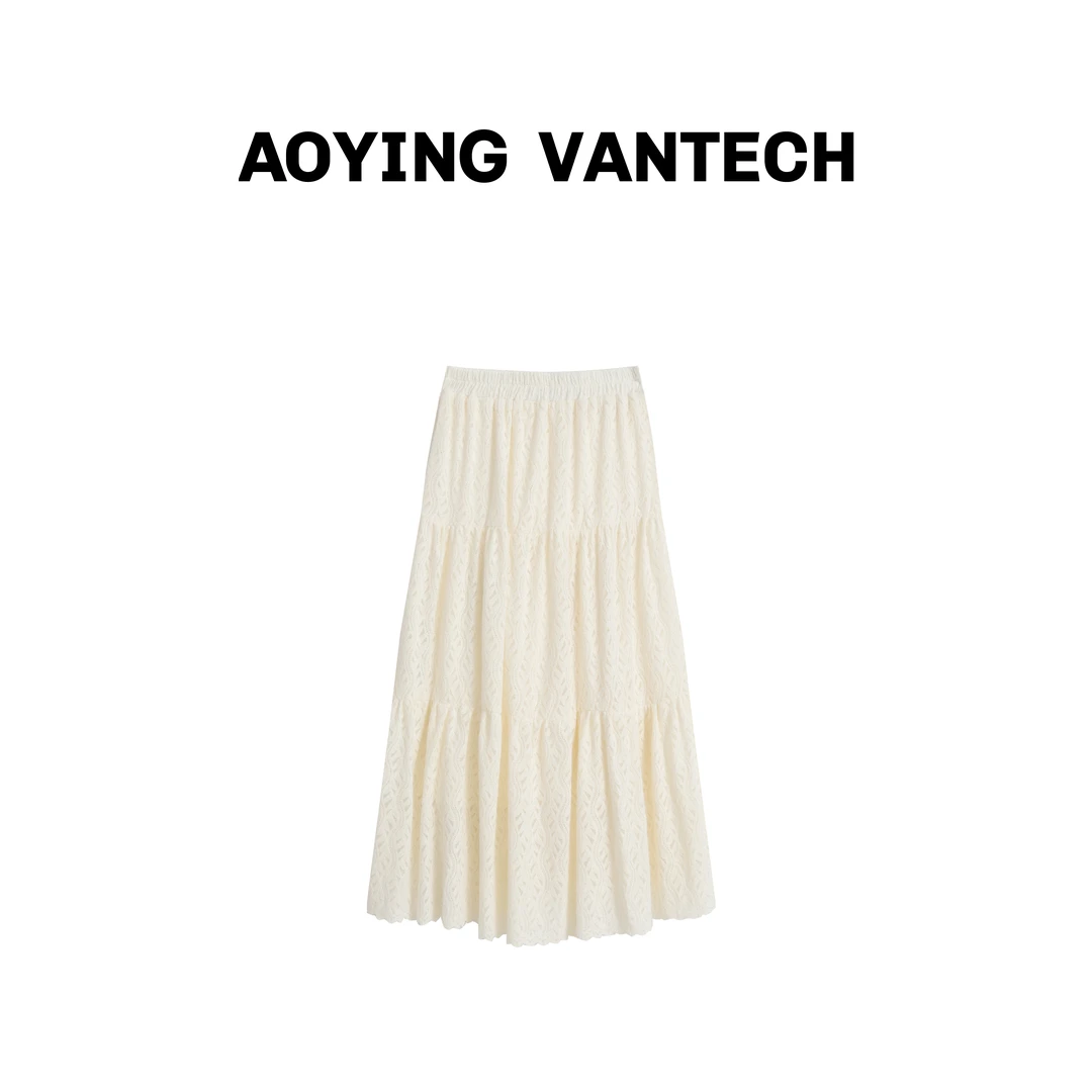 AOYING VANTECH【韩剧画报】奶油风蕾丝氛围感加厚半身长裙