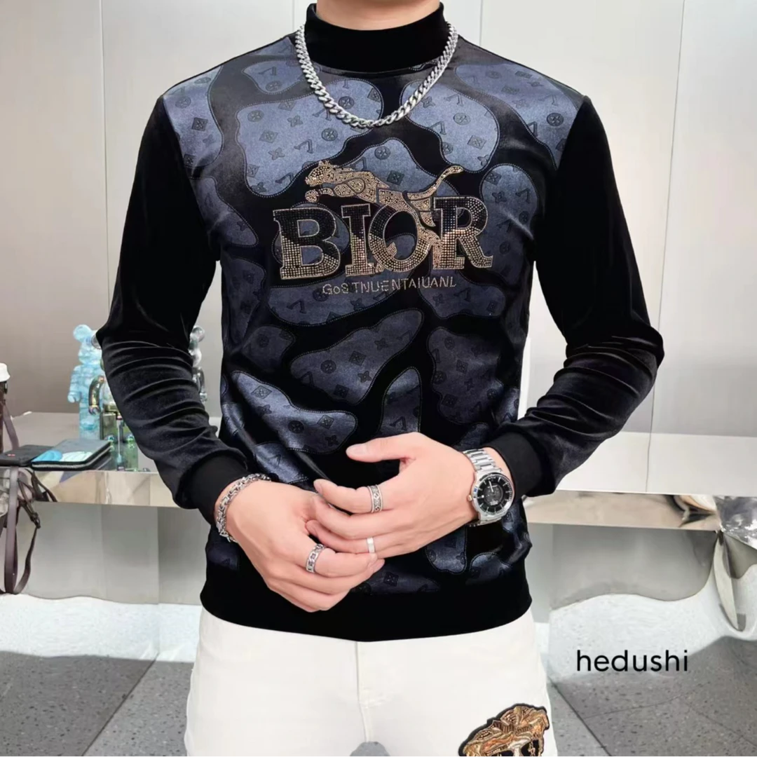 8216潮牌打底衫网红长袖金丝绒卫衣长袖打底衫加绒流行秋冬套头衫