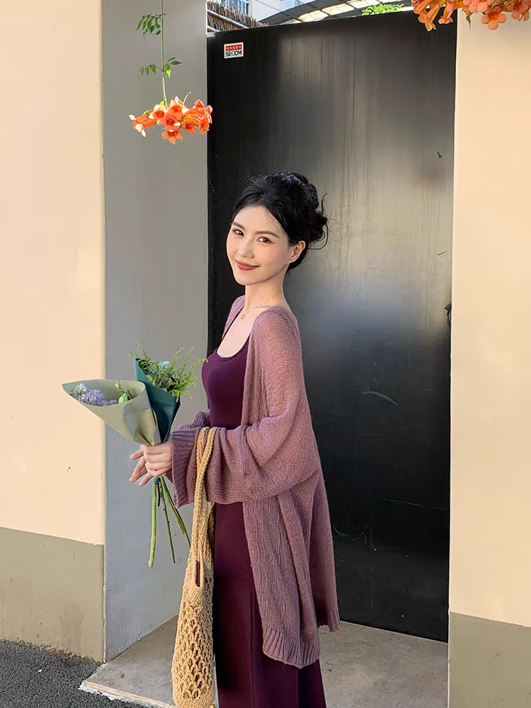 孕妇连衣裙秋季高级感气质背心长裙开衫外套针织毛衣孕装连衣裙