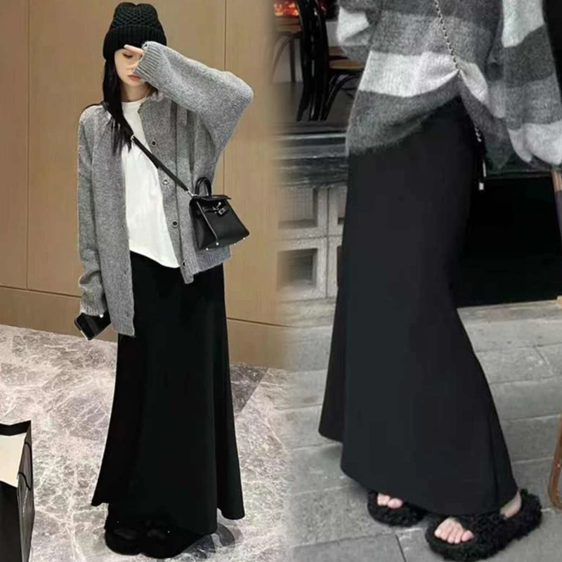 孕妇装毛呢半身裙女秋冬季新款外穿显瘦高个子长款a字鱼尾裙外穿