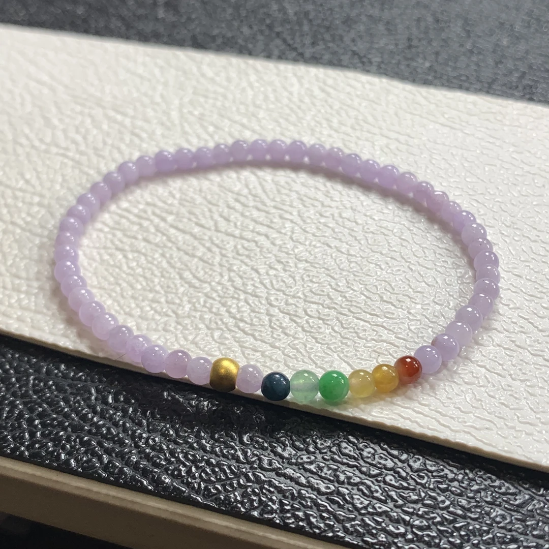 雨声翡翠#紫色小米，很美的色粉紫A货翡翠缅料