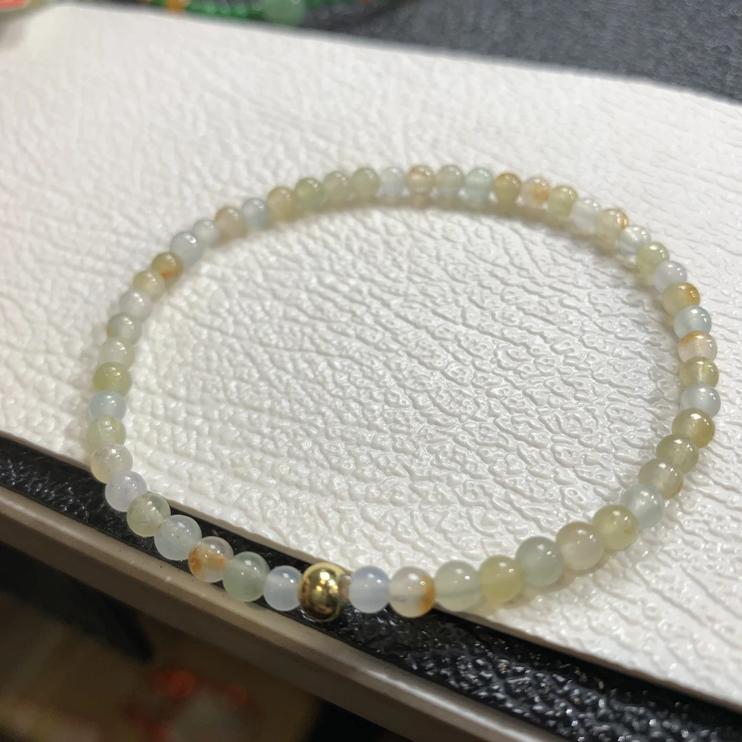 雨声珠宝翡翠手串之高冰洒金马卡龙卡小米洒金小米