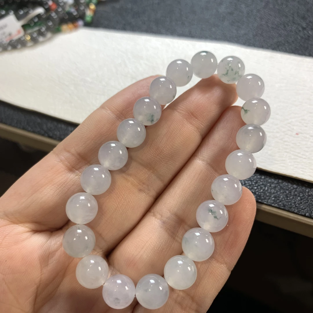雨声珠宝翡翠手串之冰飘花仙，飘绿，冰！