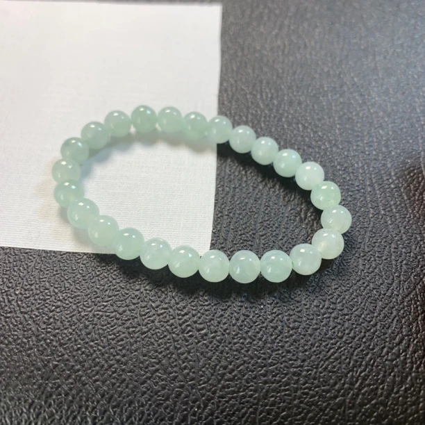 晴绿手串天然A货翡翠缅甸圆珠卡7+（一物一证）