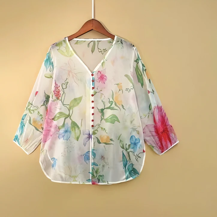 【米言】2024新款新中式上衣+短裤印花国风夏装薄款两件套装女