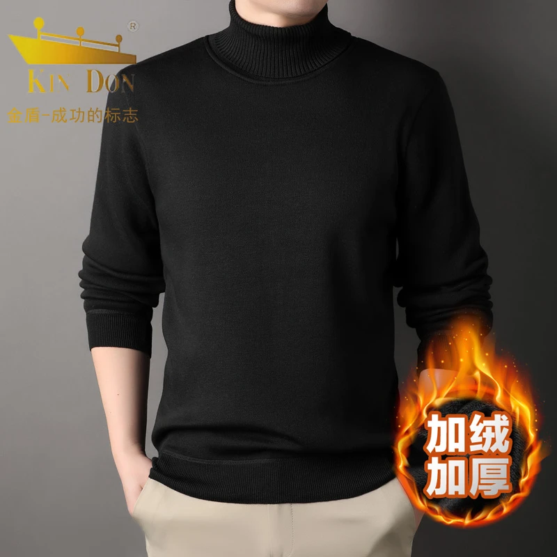 金盾【加绒加厚】秋冬季男保暖高领毛衣高档时尚百搭休闲长袖打底衫