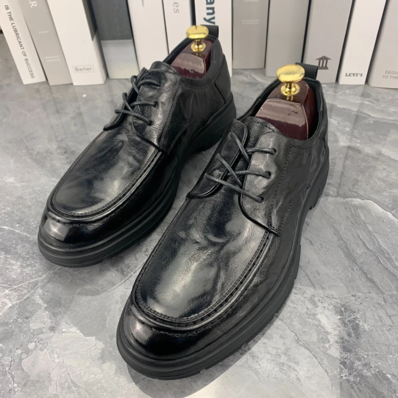 【秋季透气】头层羊皮时尚休闲软底软面舒适男鞋百搭真皮男皮鞋子