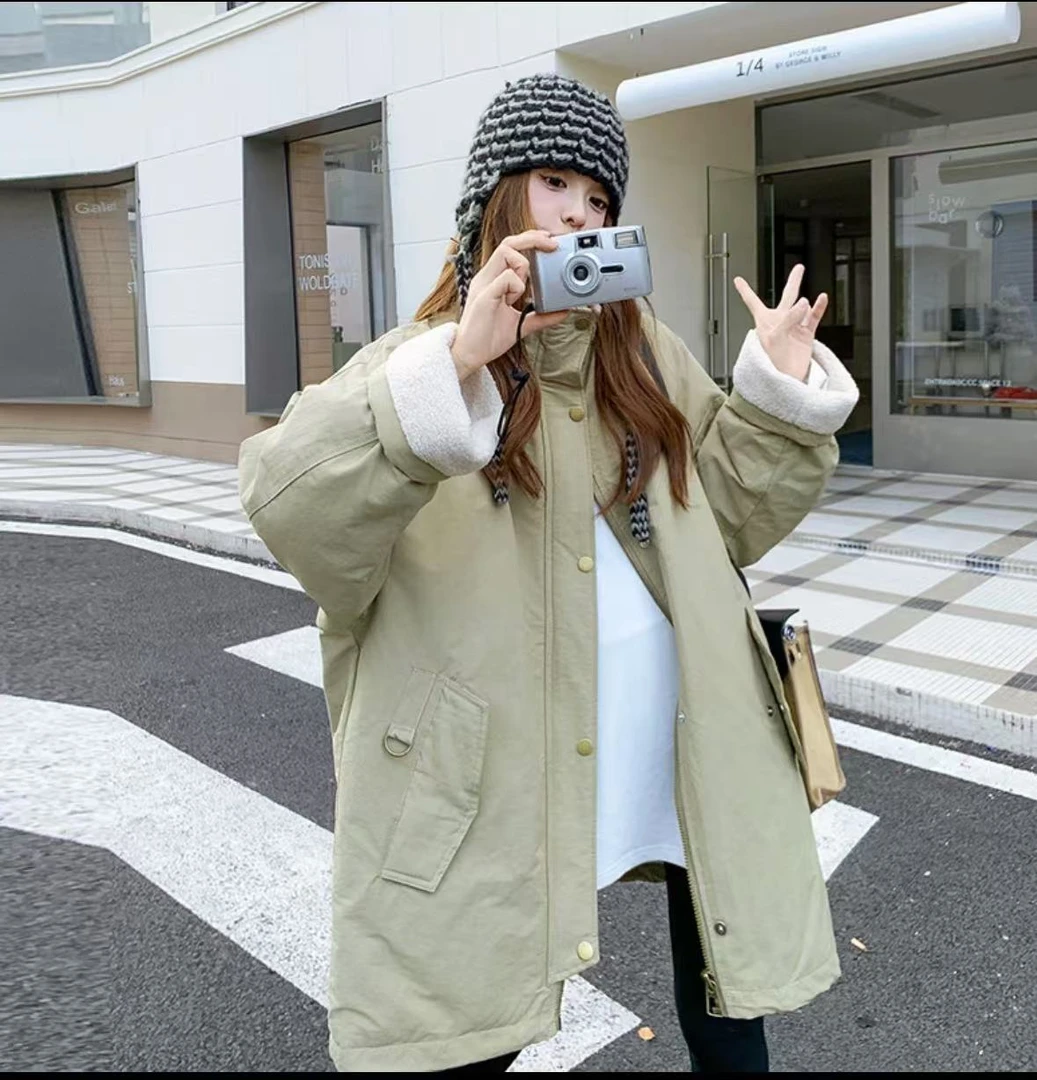 2024年冬季新品好看工装风棉服棉衣宽松保暖中长款外套8853