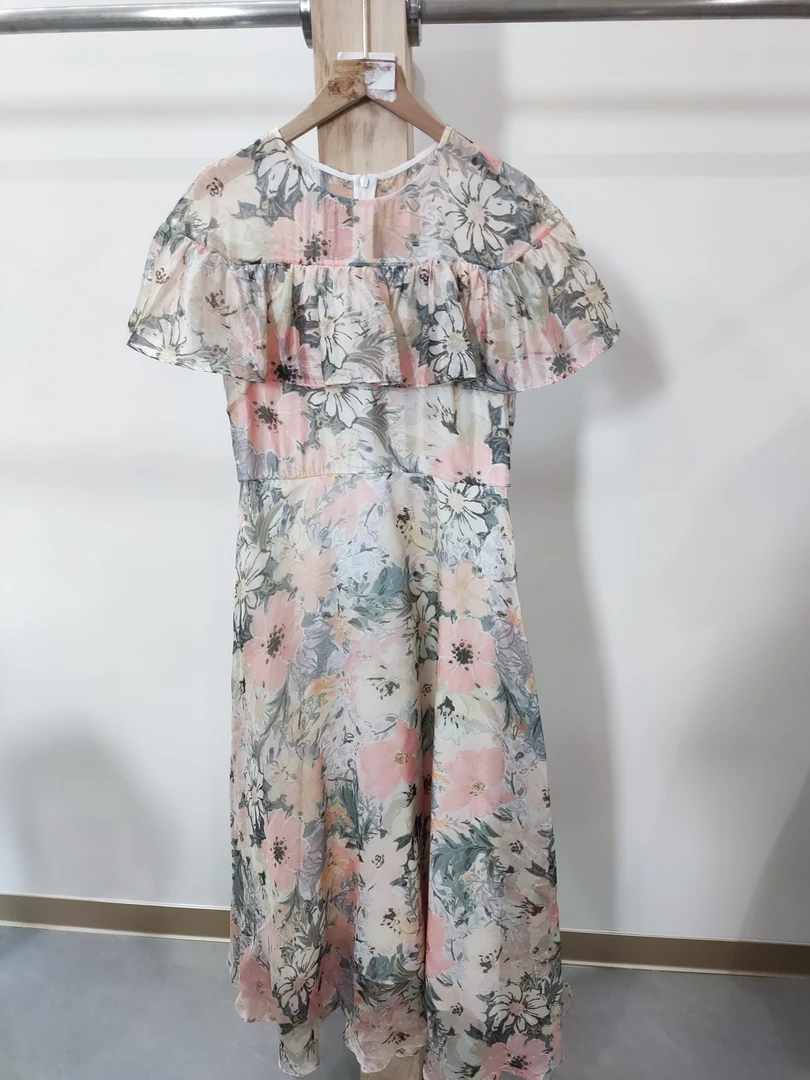 5499-亚美夏季新款甜美优雅碎花长款连衣裙