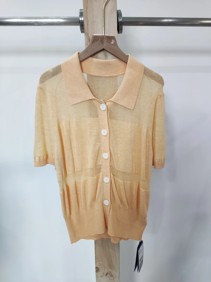 5111-亚美夏季新款POLO领冰丝短袖针织衫女