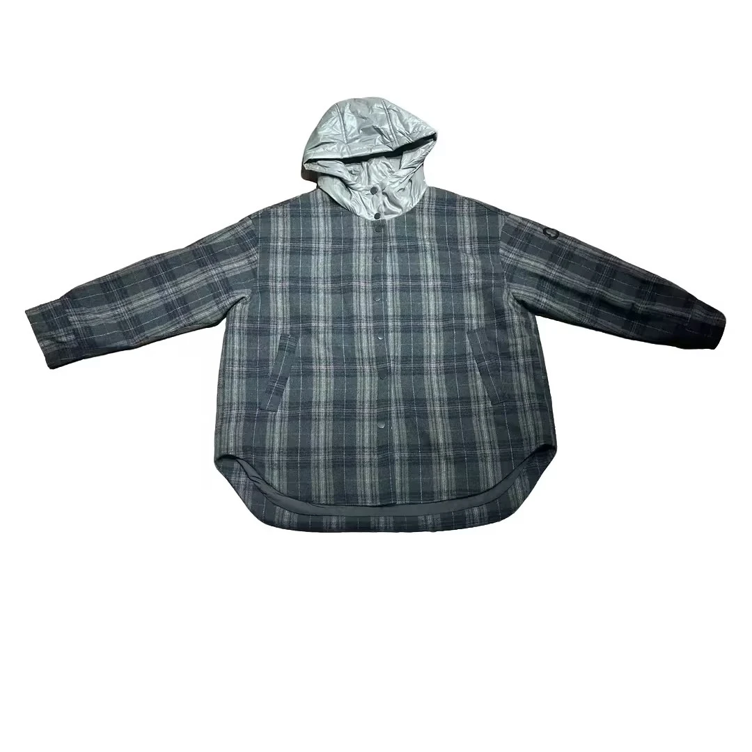 白乌鸦【连帽格子】棉服外套1038时尚休闲百搭韩版潮流