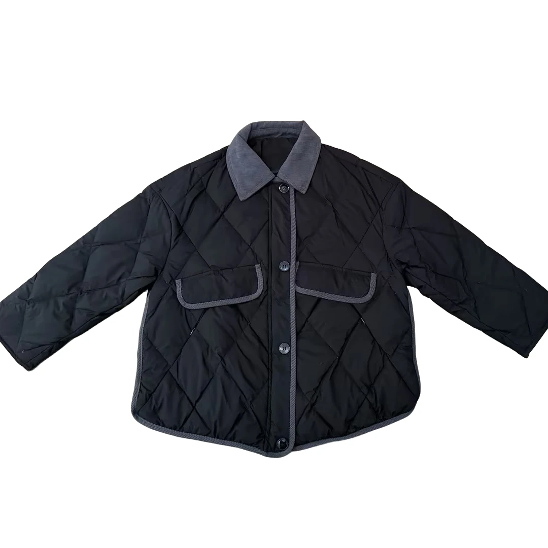 白乌鸦【浪漫北极星】拼接菱形格羽绒服外套1120休闲百搭时尚