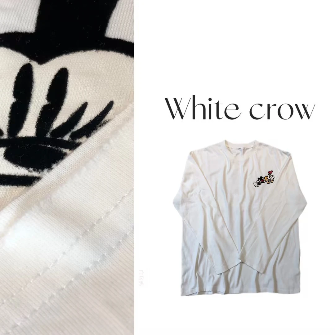 白乌鸦【倒立烛台鼠】潮流宽松长袖T恤7133