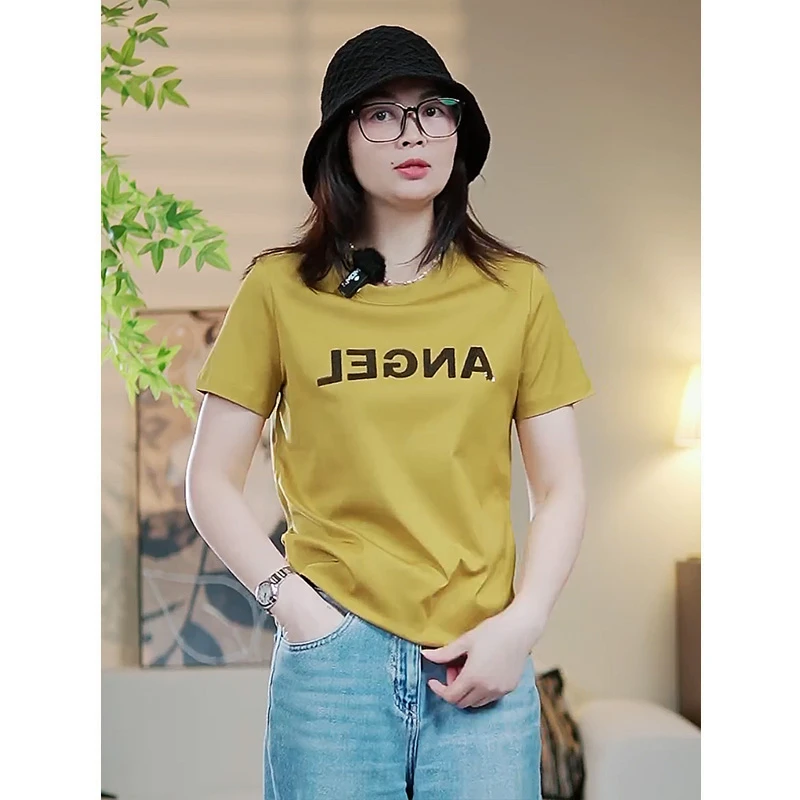 纯棉深圳南油2025春夏新款短袖t恤亮片绣花半袖体恤小衫女士txu