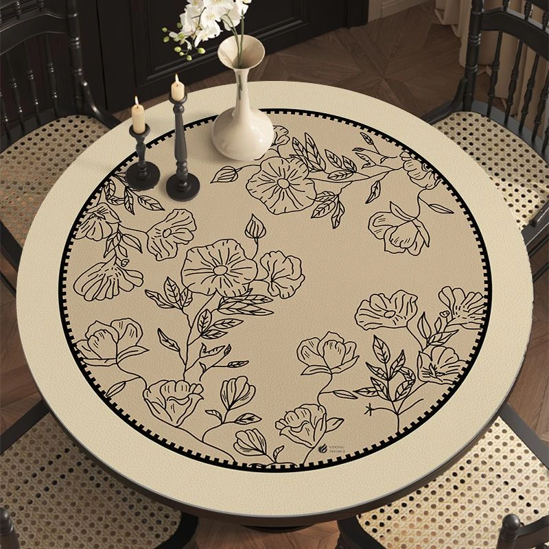 轻奢复古圆桌垫防水防油圆形餐桌垫桌面垫高级感客厅圆茶几垫台布