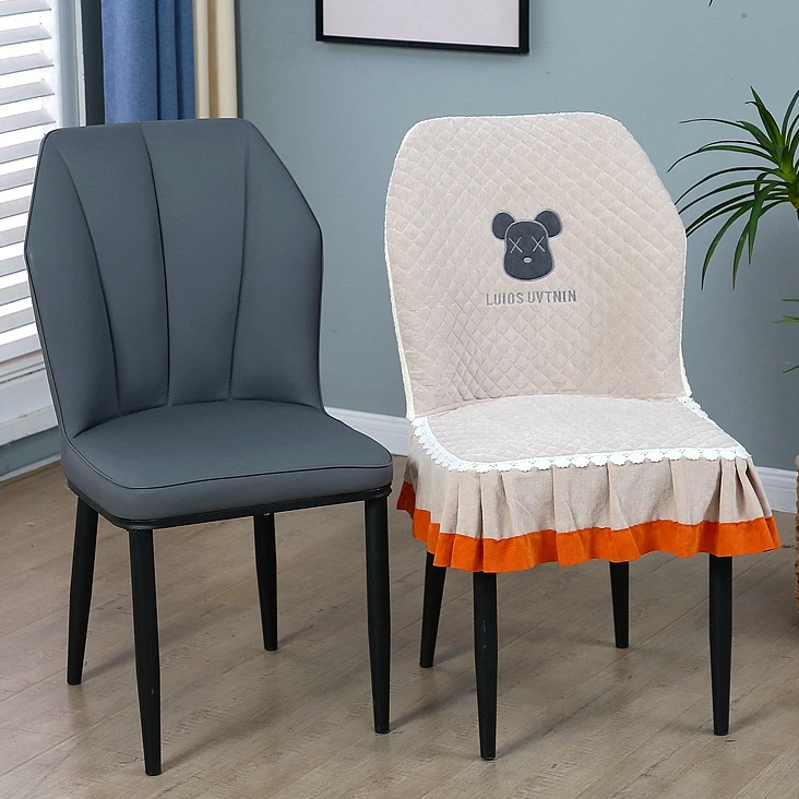 新款轻奢弧形椅子套罩四季款雪尼尔加棉防滑餐桌椅子垫坐垫凳子套