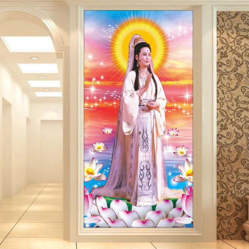 观音菩萨钻石画满钻2023新款佛像画像神仙客厅玄关贴钻十字绣挂画