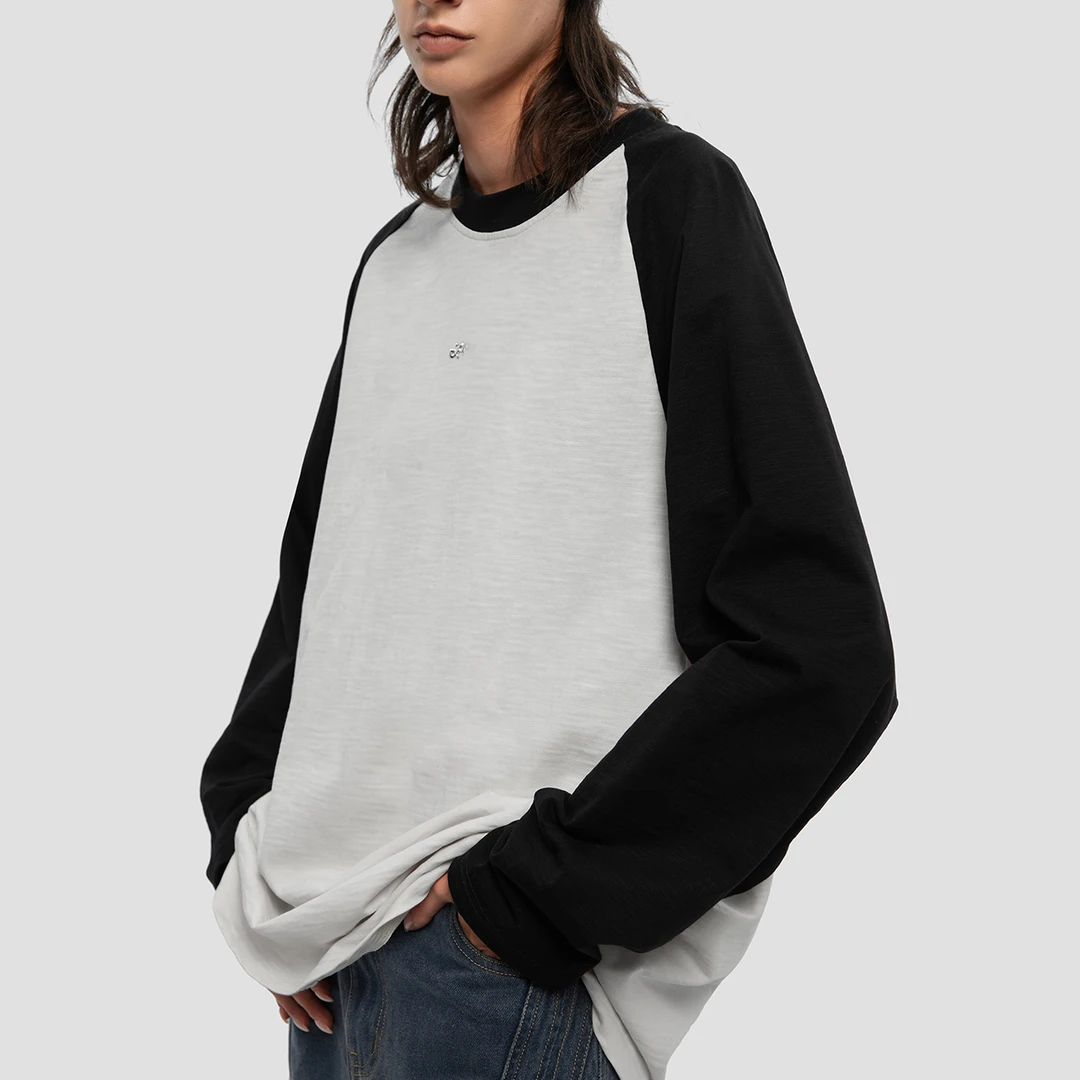 ESAT 拼色插肩袖三色宽松百搭tee