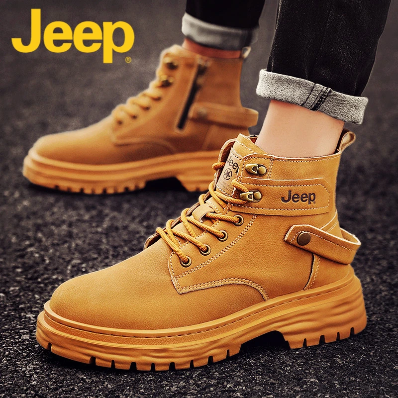 jeep吉普马丁靴男款秋季2025新款高帮雪地工装鞋子男士大黄靴男鞋