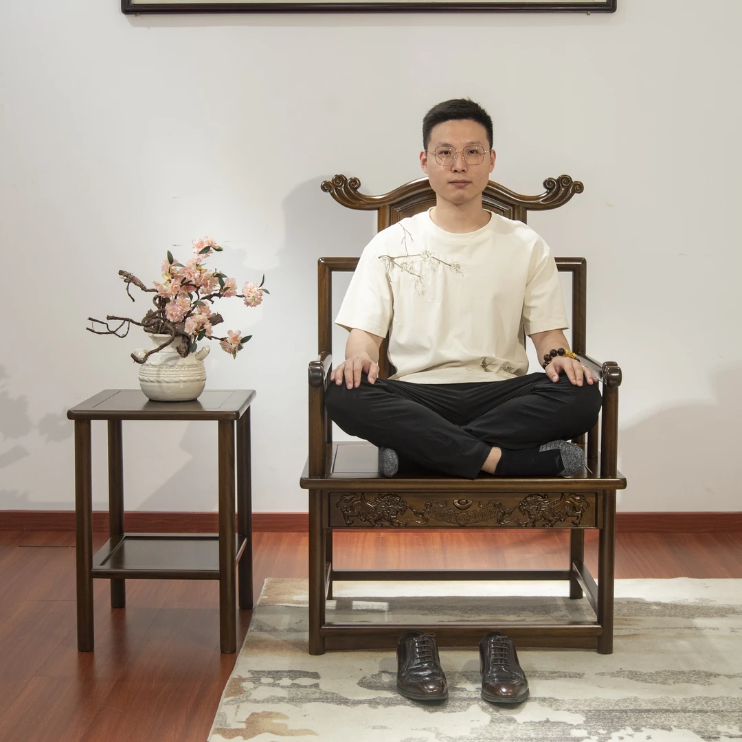 貔貅禅椅 主人椅 单人椅 主椅书椅茶椅原木实木 尺寸:78*60*118