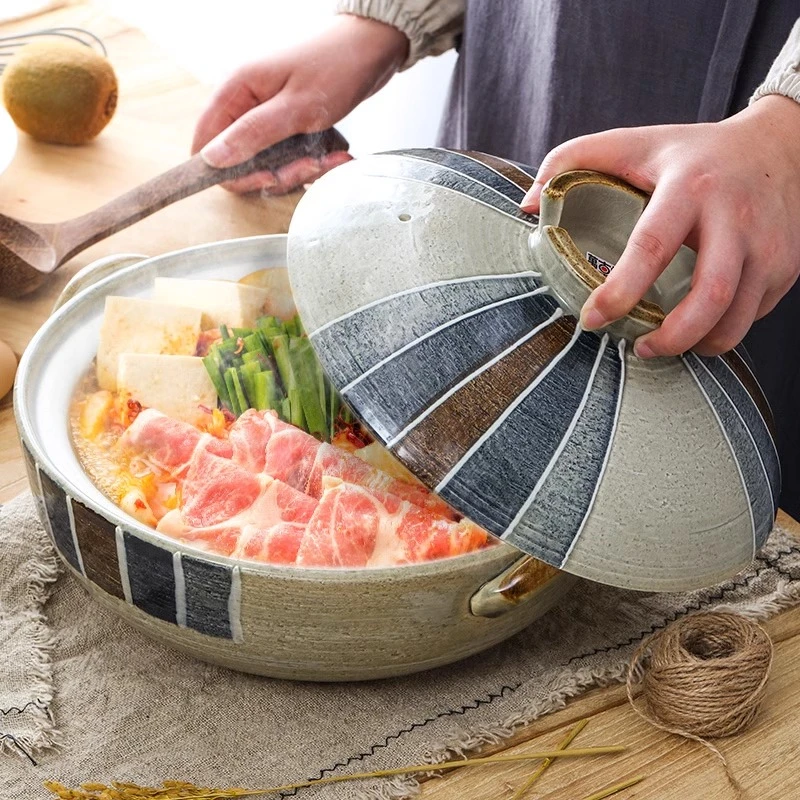 【万古烧一珍土锅9号】万古烧日本进口耐高温炖锅煲仔饭土锅明火燃