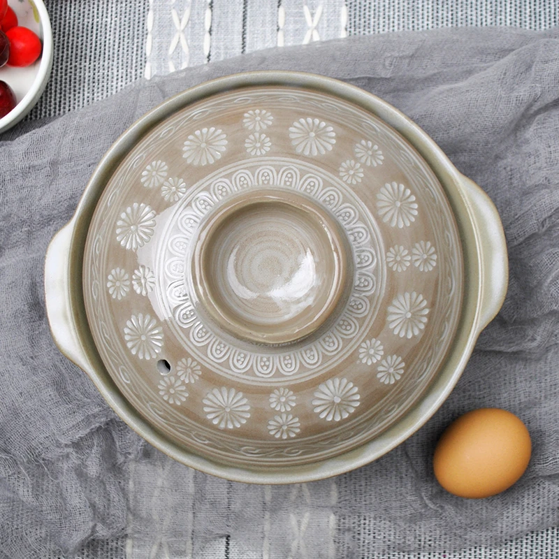 【都三岛土锅3L】日本製日本进口万古烧土锅炖煮家用明火砂锅