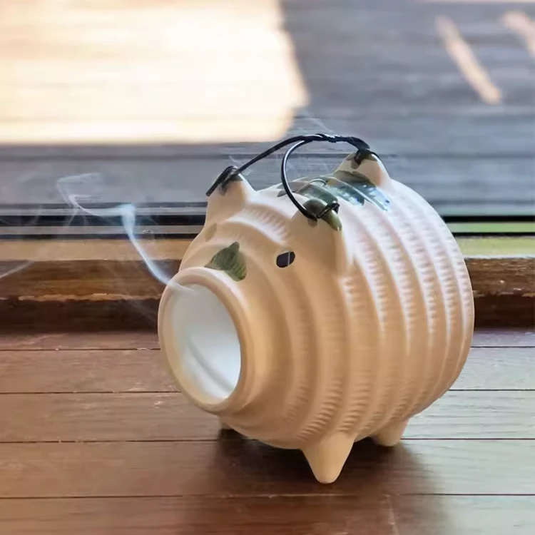 【日本制】小猫蚊香存放器万古烧 白色款陶瓷 日本原装进口