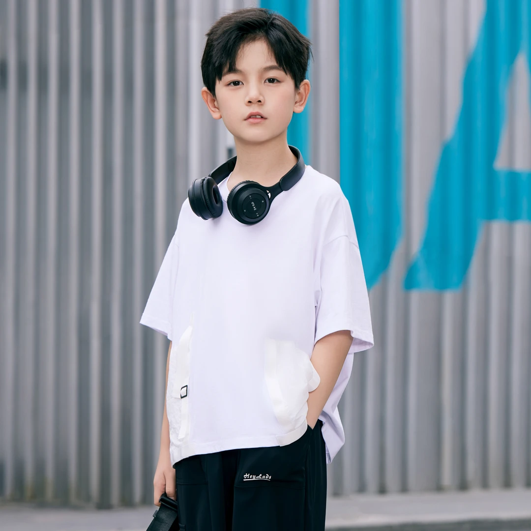 【乐宝童装】23050男大童短袖T恤男童宽松百搭半袖儿童夏季时尚T恤N