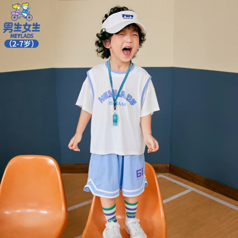 23151夏季时尚男小童休闲宽松短运动袖套装NSZCJ23151A