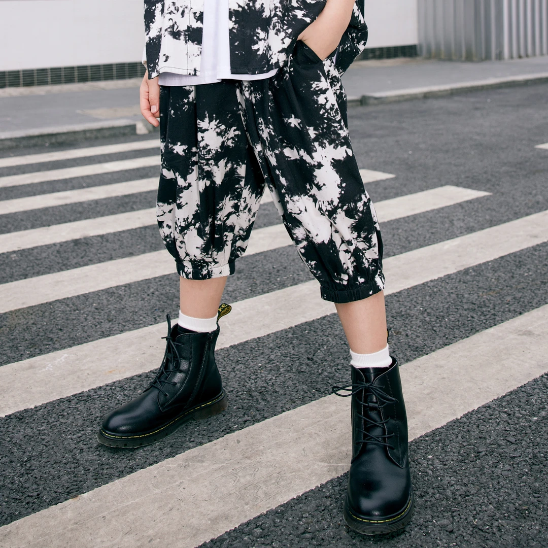 23051夏季薄款男大童时尚喷墨迷彩潮流宽松七分休闲裤NPXCJ23051A