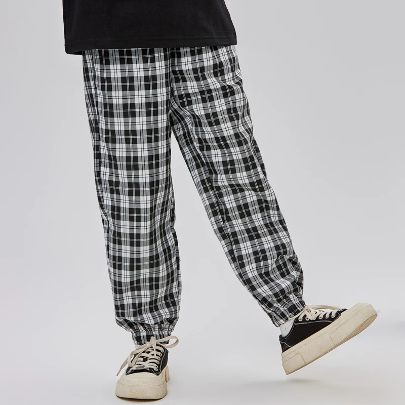 【乐宝童装】13520女童春秋宽松经典格纹中大童休闲时尚长裤NPXEJ13