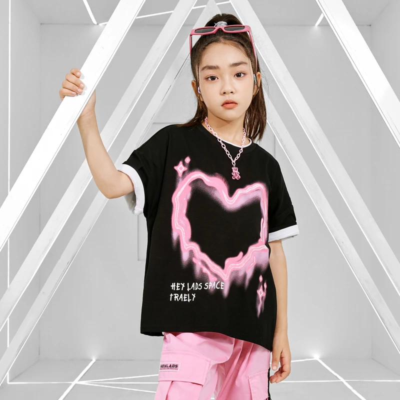 23507女大童短袖T恤儿童夏季时尚宽松潮流女童半袖NJTCJ23507A