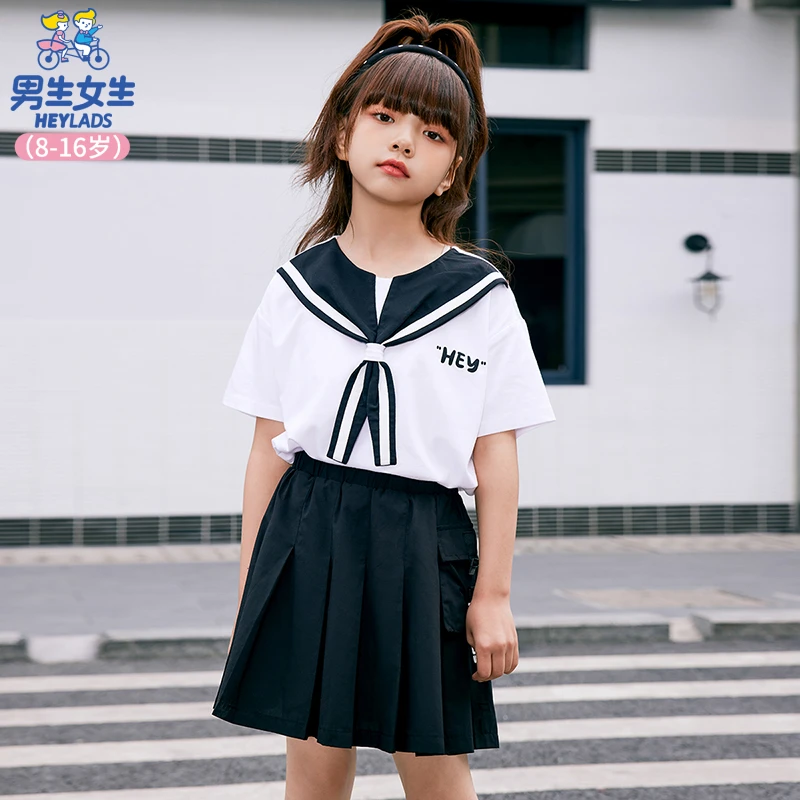 23549女大童短袖儿童夏季可爱校园风中大童小学生T恤NJTCJ23549A