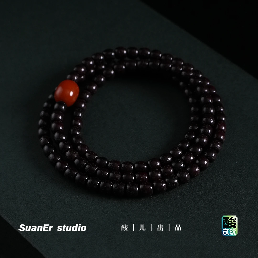 酸儿文玩.星月菩提丹砂供星月桶珠枣蜡款锁骨链 6*5