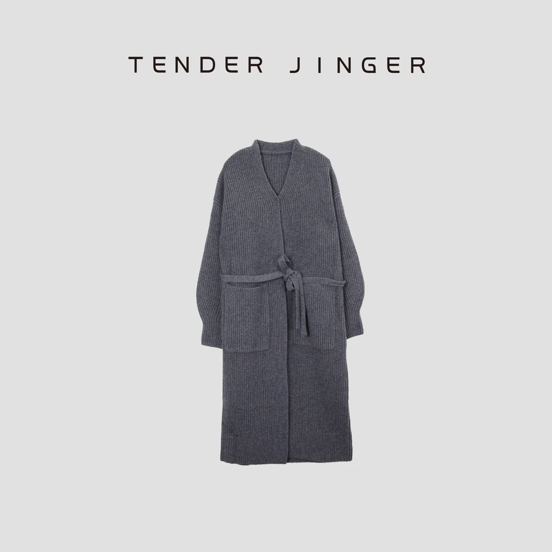 Tender Jinger【专柜】重磅长款羊毛针织开衫外套T44SZZ78156
