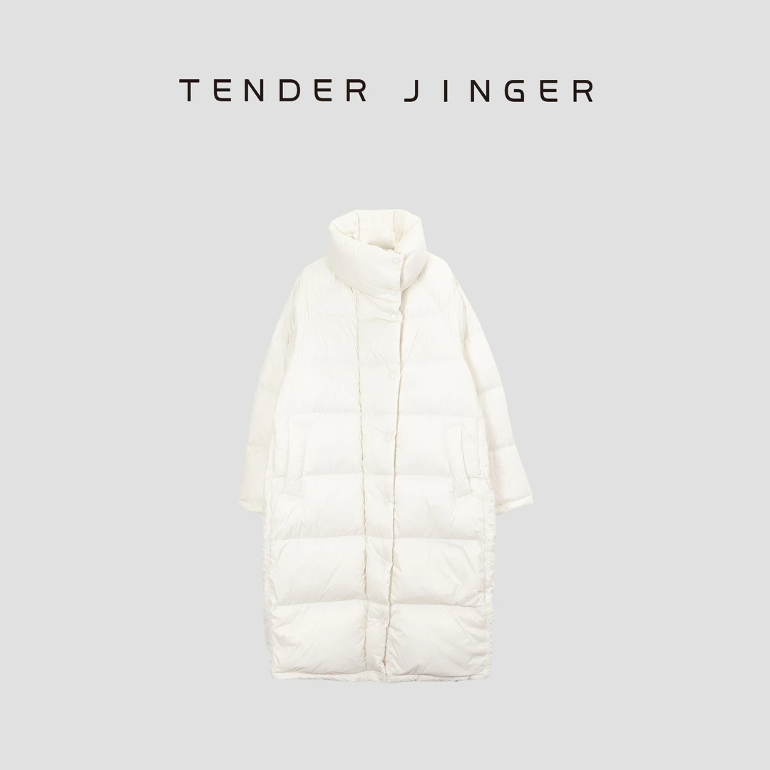 Tender Jinger【黑标】斜门巾立领长款鹅绒服T44ERF304E