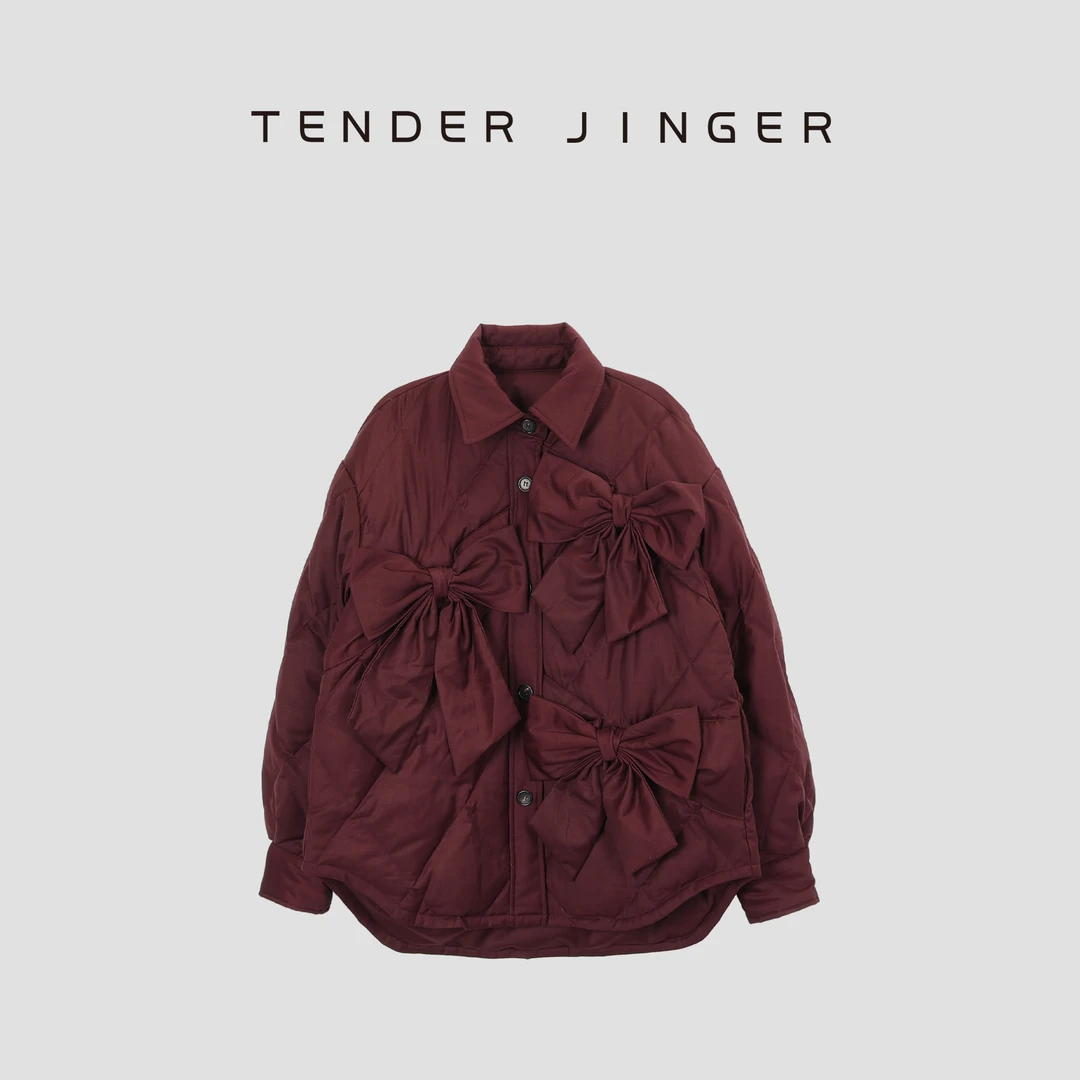 Tender Jinger【专柜】蝴蝶结时尚廓形百搭衬衫羽绒服T44HJS368S