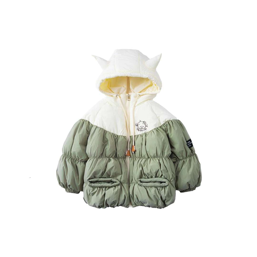 女童羽绒服时尚休闲连帽加厚保暖冬季撞色拼接羽绒服【zl23003】