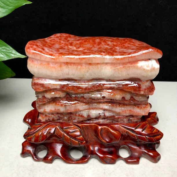 奇石矿石天然猪肉石五花肉石观赏石家居装饰摆件21*8*16cm