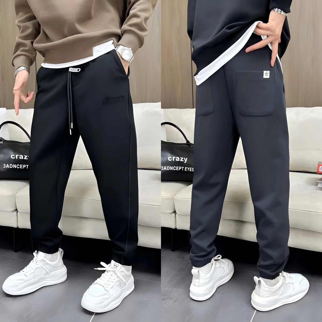 （加绒加厚束脚裤800克）冬季新款纯色宽松休闲百搭休闲裤7011