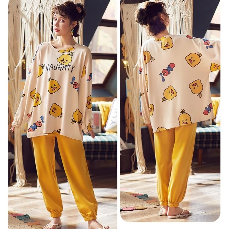 66001  女士休闲长袖长裤卡通家居服套装