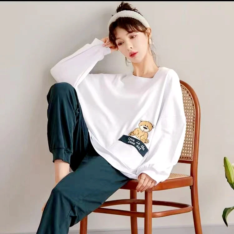 7722 韩版宽松双面棉家居服套装