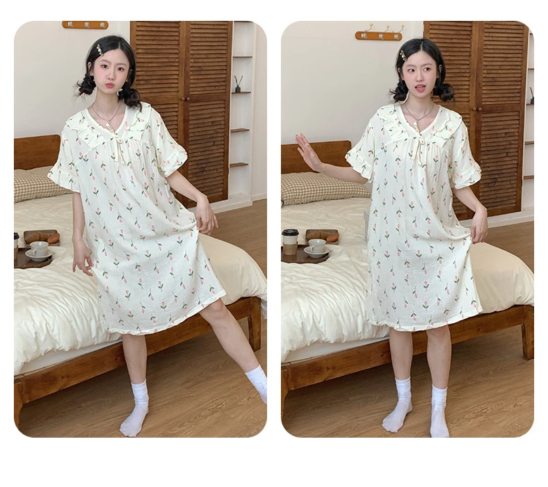 8811 女士夏季中长款甜美睡裙