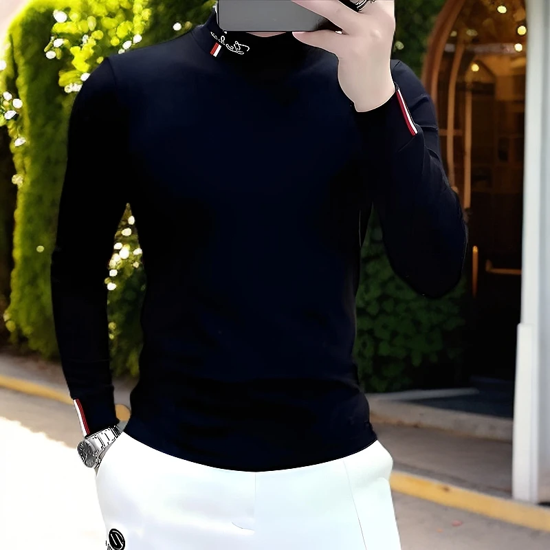 秋冬季欧洲站男士减龄卫衣高档潮流德绒长袖保暖内衣打底衫大码