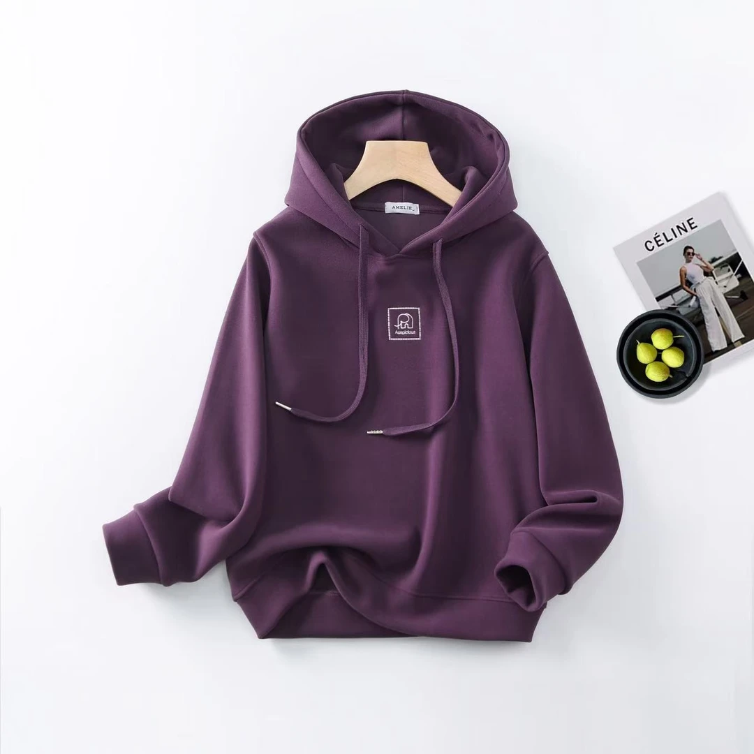 冬季加绒加厚卫衣 休闲百搭连帽保暖上衣显瘦减龄59282