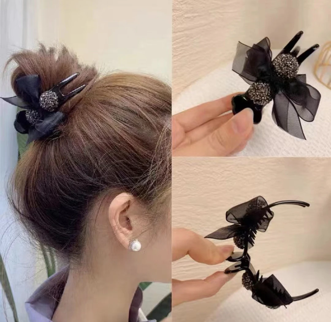 懒人抓夹网红爆款气质黑色网纱